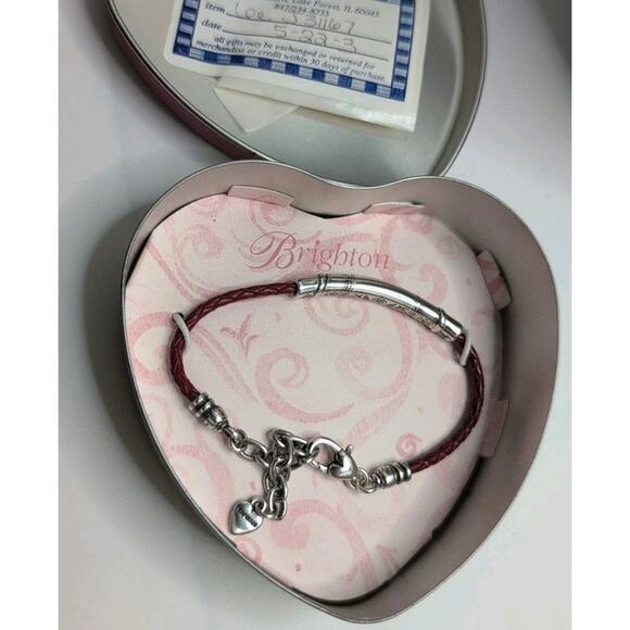 Brighton Retired Glastonbury Bar Dark Red Leather Bracelet free ship gift NEW! - Picture 1 of 2